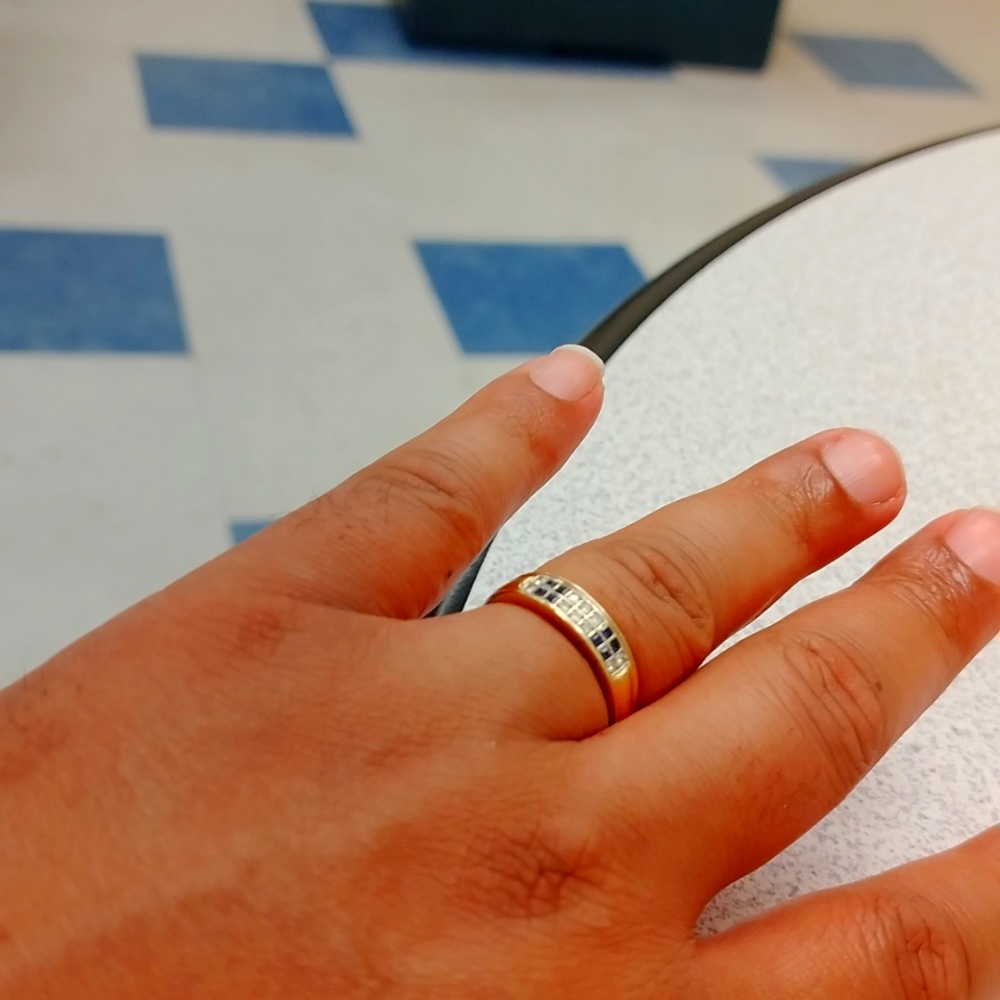 14k diamond and sapphire wedding band.